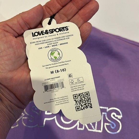 Love & Sports Purple Sweatshirt Size Medium NWT - Picture 6 of 8